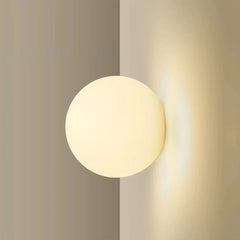 Modern Glass Wall Sconce | French Bauhaus Round Milk White Globe Lamp | Elegant Lighting - POUEV