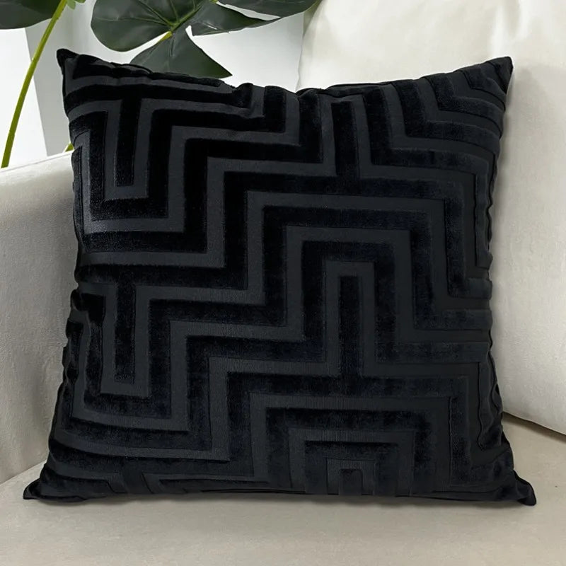 Velvet Jacquard Kussenhoes | Moderne Geometrische Luxe | Voor Sofa & Bed - POUEV