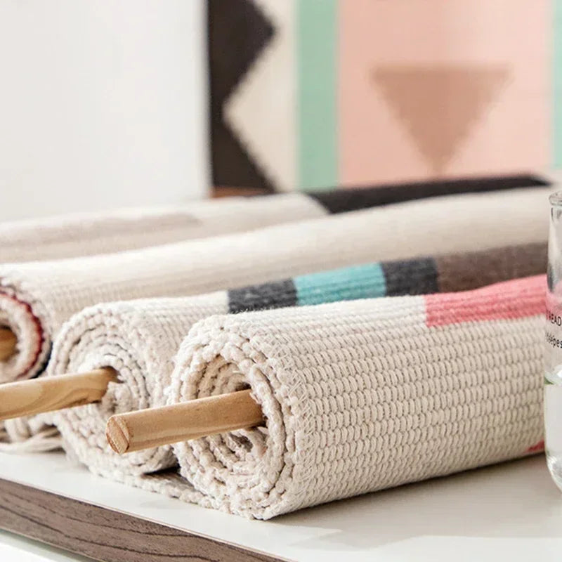 Macrame Wall Hanging Tapestry | Nordic Cotton Tassel Handmade Woven Bohemian Geometric Canvas Cloth - POUEV