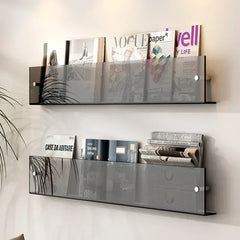 Transparent Acrylic Wall Shelf | Magazine & Book Storage Rack - POUEV