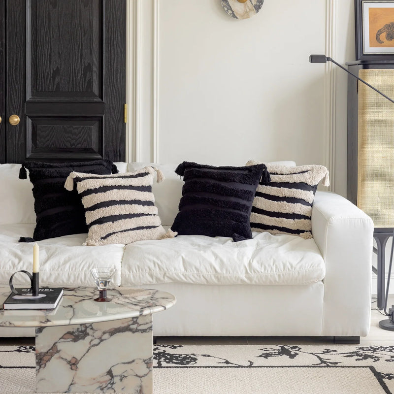 Bohemian Geometrische Kussenhoes | Beige Zwart | Decoratieve Kussenhoes Sofa - POUEV