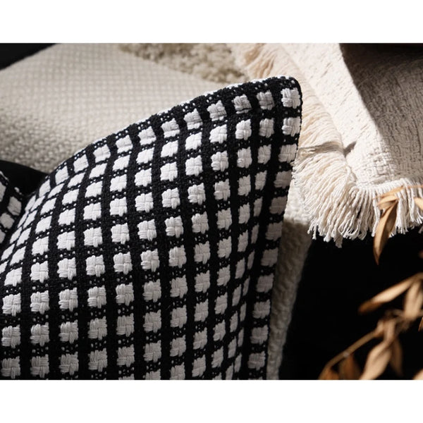 Jacquard Kussenhoes | Luxe Ruitdesign | Moderne Sofa Decor - POUEV