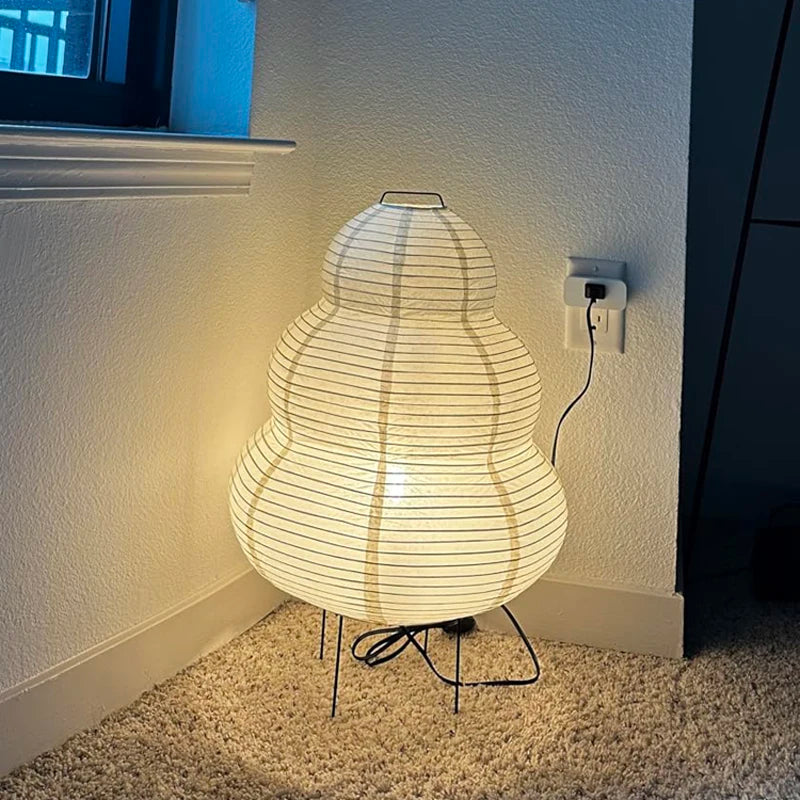 Japanese Style LED Rice Paper Desk Lamp | Tricolor Dimming Art Light - POUEV