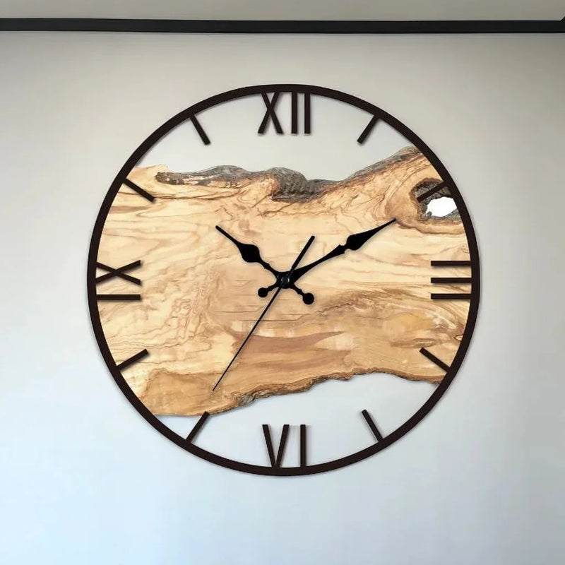 Minimalist Transparent Wall Clock | Silent Acrylic Wood Grain Design