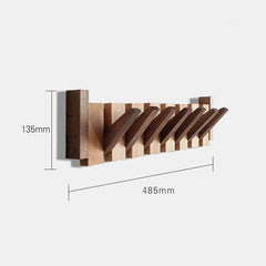 Wall-Mounted Coat Rack | Beech & Walnut Hook Hanger with Foldable Shelf | Wooden Home Decor for Bedroom Closets - POUEV