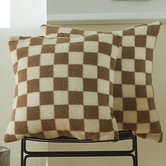 Zwart Nepbont Kussenhoes | Geruit Design | Decoratieve Sofa Kussenhoes - POUEV