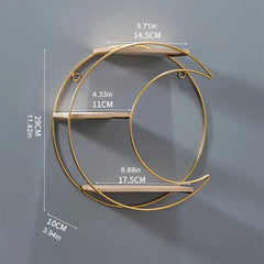Modern Gold Iron Wall Shelf | No-Drill Floating Storage Rack - POUEV
