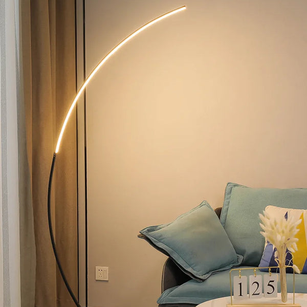 Nordic LED Corner Floor Lamp | Remote Dimmable Black & White Standing Light - POUEV