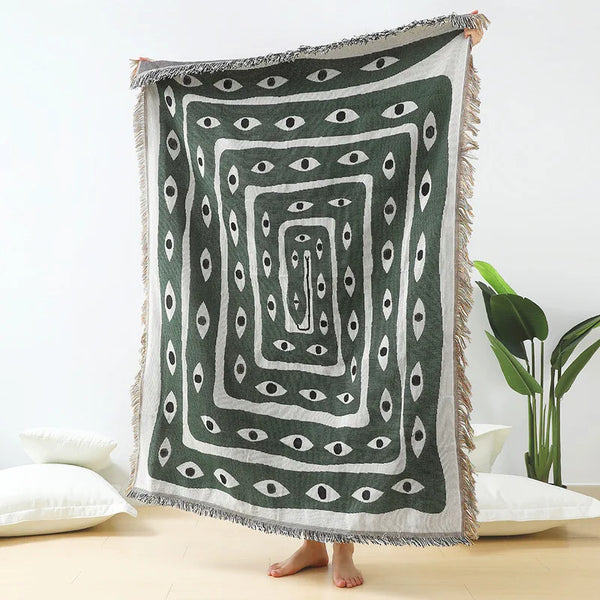 Textile City Snake Eye Throw Blanket | Versatile Tapestry - POUEV