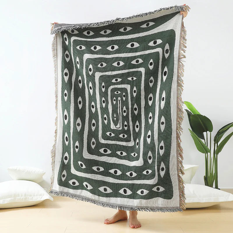 Textile City Snake Eye Throw Blanket | Versatile Tapestry - POUEV