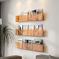 Transparent Acrylic Wall Shelf | Magazine & Book Storage Rack - POUEV