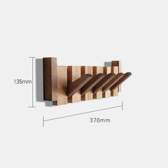Wall-Mounted Coat Rack | Beech & Walnut Hook Hanger with Foldable Shelf | Wooden Home Decor for Bedroom Closets - POUEV