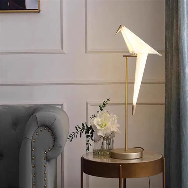 Perch Light Floor Lamp | LED Designer Gold Origami Bird Standing Lamp - POUEV