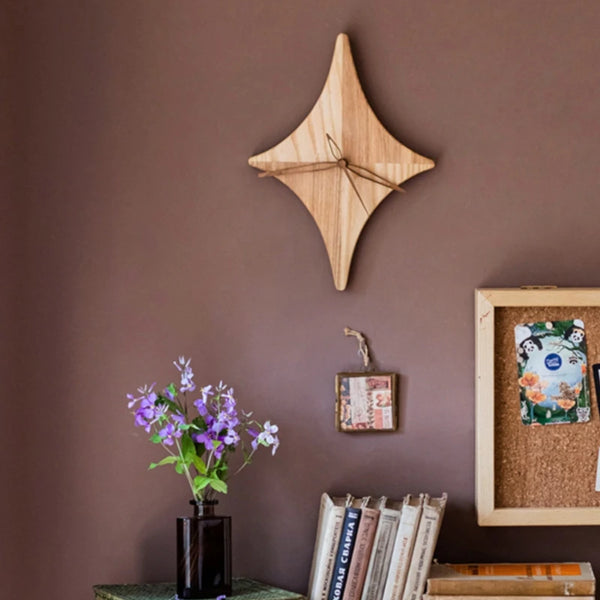 Star-Shaped Solid Wood Wall Clock | Stylish & Natural Wall Décor