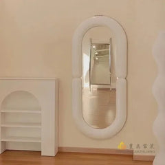 Oval Black Wall Mirror | Girl Aesthetic Nordic Design with Long Decorative Frame | Funky Memphis Style Bathroom & Household Mirror - POUEV