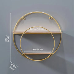 Modern Gold Iron Wall Shelf | No-Drill Floating Storage Rack - POUEV