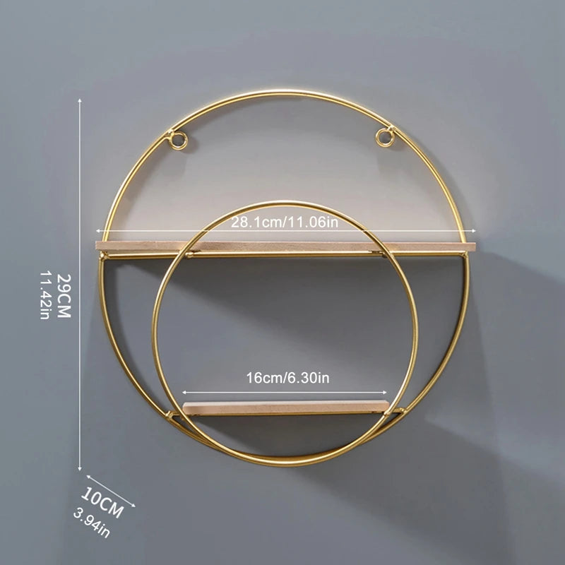 Modern Gold Iron Wall Shelf | No-Drill Floating Storage Rack - POUEV
