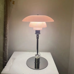 Danish Designer Glass LED Table Lamp | Nordic Modern Silver Reading Light - POUEV