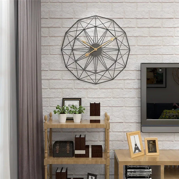 50cm Geometric Industrial Iron Wall Clock | Vintage Modern Office & Living Room Decoration