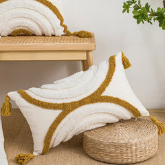 Nordic Blauwe Tufted Kussenhoes | Geometrisch Streep Design | Decoratie Sofa - POUEV