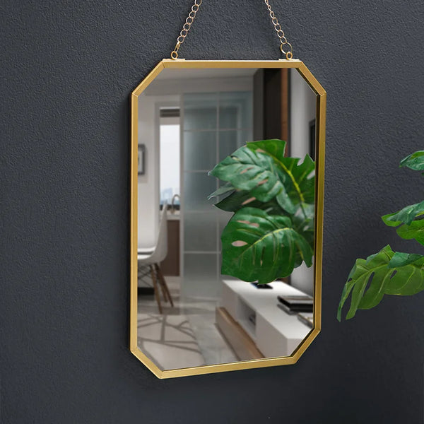Nordic-Style Rectangular Wall-Mounted Mirror | Minimalist Iron Frame Makeup & Bathroom Mirror - POUEV