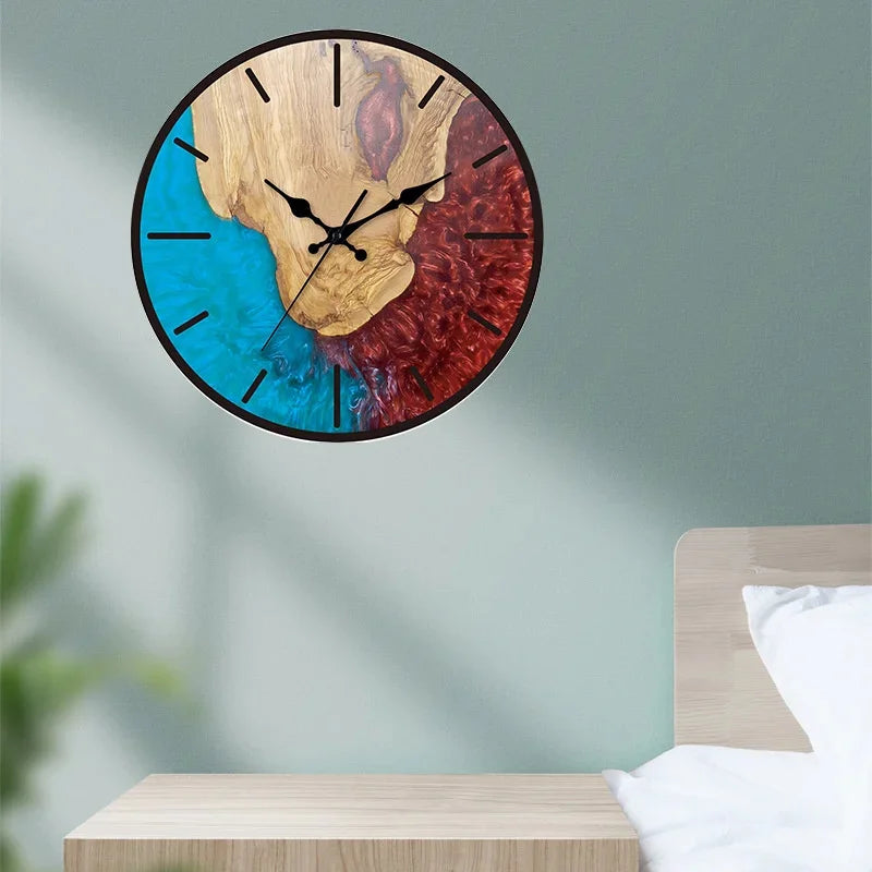 Minimalist Transparent Wall Clock | Silent Acrylic Wood Grain Design