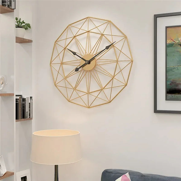 50cm Geometric Industrial Iron Wall Clock | Vintage Modern Office & Living Room Decoration