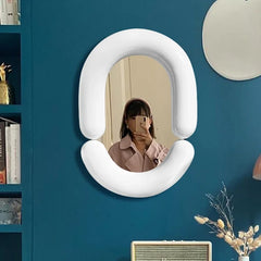 Oval Black Wall Mirror | Girl Aesthetic Nordic Design with Long Decorative Frame | Funky Memphis Style Bathroom & Household Mirror - POUEV