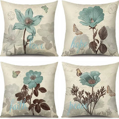 Linnen Kussenhoes Set | Bloemenmotief voor Decoratie - POUEV