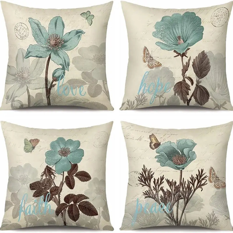 Linnen Kussenhoes Set | Bloemenmotief voor Decoratie - POUEV