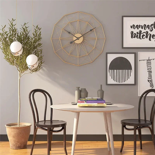50cm Geometric Industrial Iron Wall Clock | Vintage Modern Office & Living Room Decoration