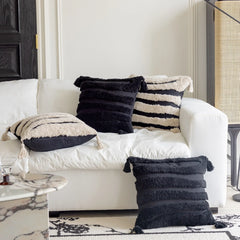 Bohemian Geometrische Kussenhoes | Beige Zwart | Decoratieve Kussenhoes Sofa - POUEV