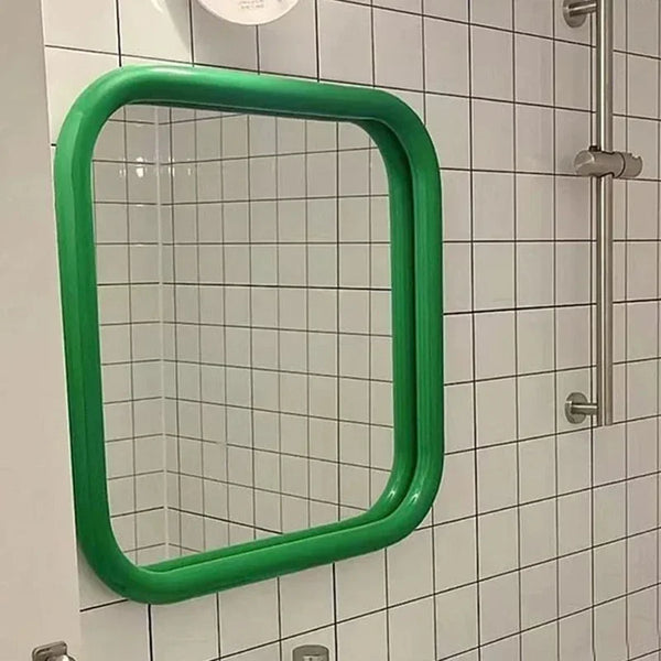 Modern Nordic Rectangular Vanity Mirror | Small Metal Frame Makeup & Decorative Mirror for Bedroom & Living Room - POUEV