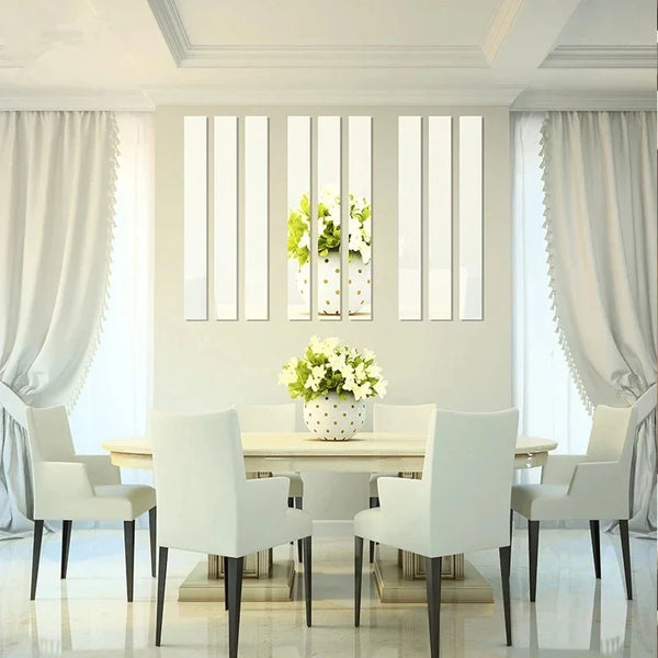 10-Piece 3D Acrylic Mirror Wall Stickers | DIY Decorative Mirror Decals for Home & Furniture - POUEV