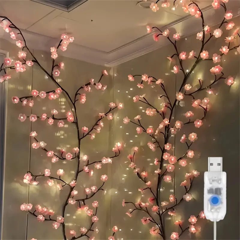 Cherry Blossom 96 LED USB Tree Branch Rattan Lights | 8 Modes Colorful String Lamp - POUEV
