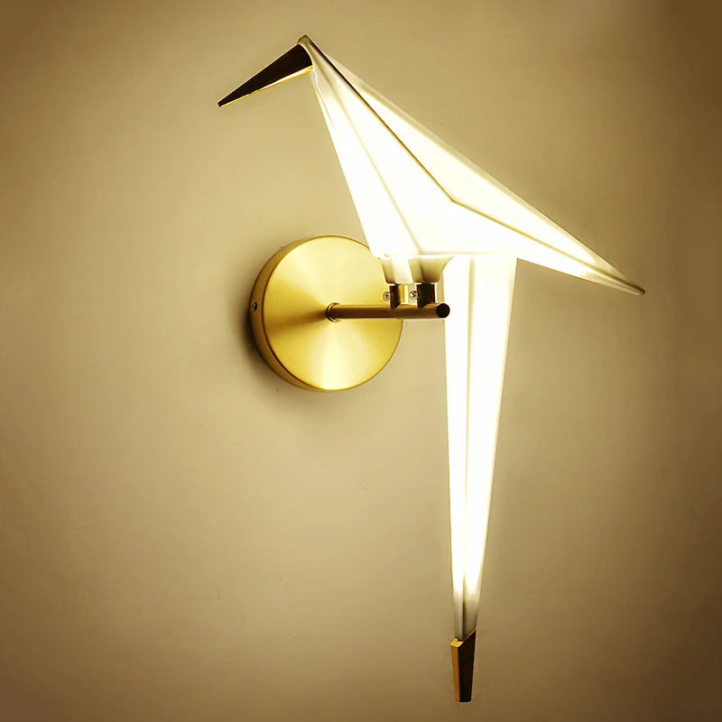 Perch Light Floor Lamp | LED Designer Gold Origami Bird Standing Lamp - POUEV