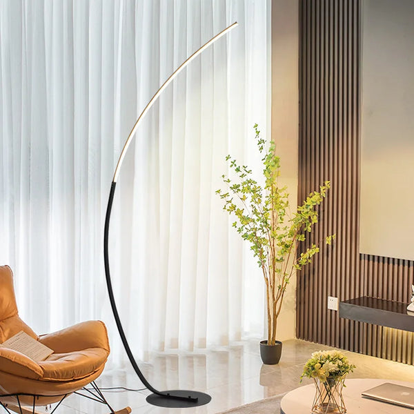 Nordic LED Corner Floor Lamp | Remote Dimmable Black & White Standing Light - POUEV