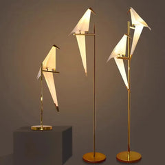 Perch Light Floor Lamp | LED Designer Gold Origami Bird Standing Lamp - POUEV