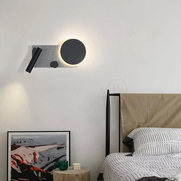 Bedroom Bedside Wall Lamp with Switch and Spotlight | Simple & Modern Nordic Creative Adjustable Angle - POUEV