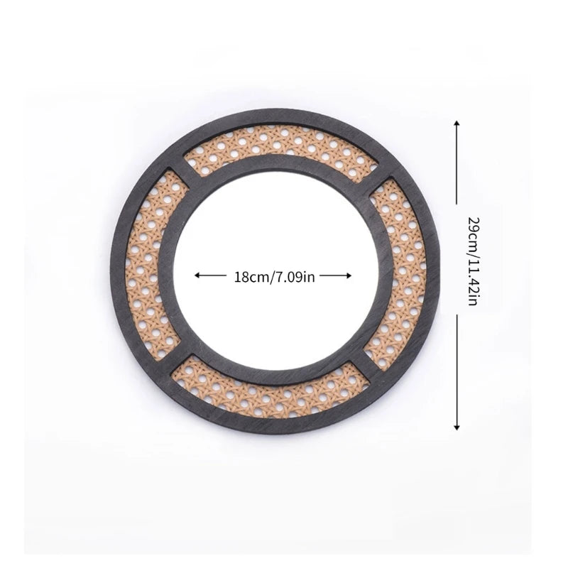 Bohemian Rattan Round Mirror | Stylish Wall Hanging for Bedroom and Living Room Décor - POUEV