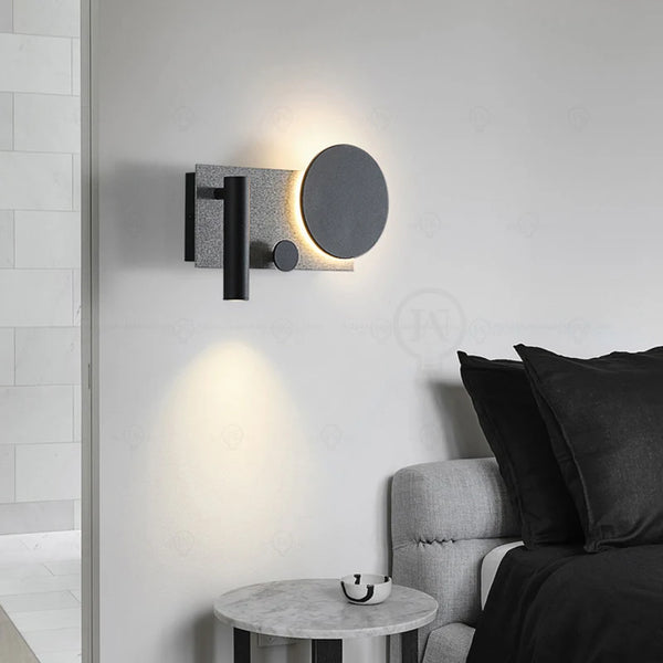 Bedroom Bedside Wall Lamp with Switch and Spotlight | Simple & Modern Nordic Creative Adjustable Angle - POUEV