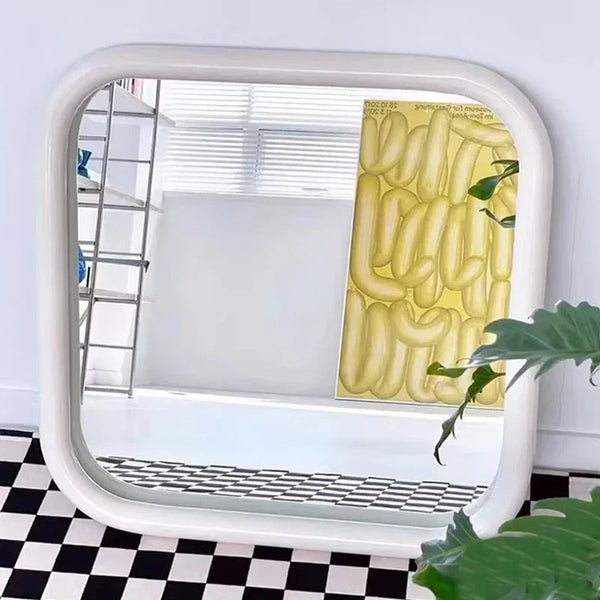 Modern Nordic Rectangular Vanity Mirror | Small Metal Frame Makeup & Decorative Mirror for Bedroom & Living Room - POUEV