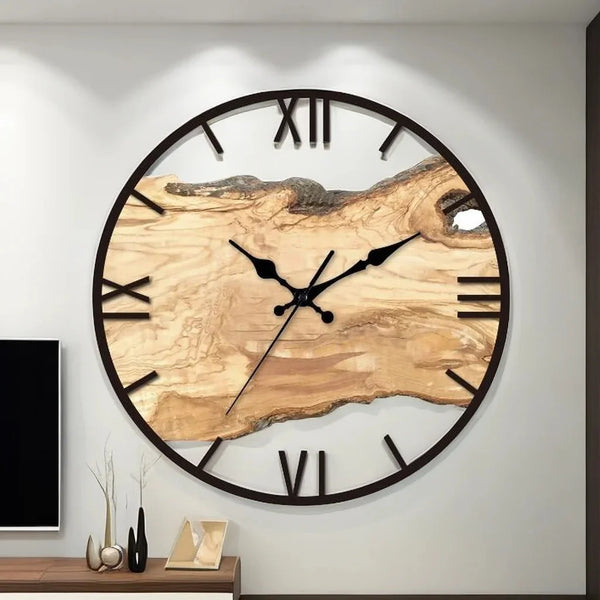 Minimalist Transparent Wall Clock | Silent Acrylic Wood Grain Design