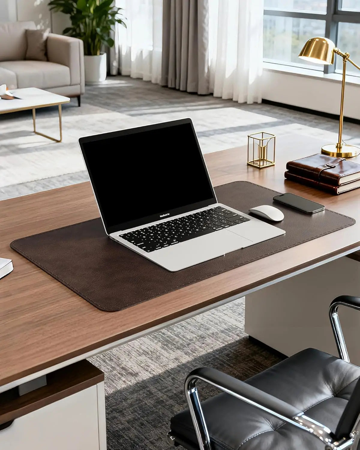 Bureau onderlegger | Echt kalfsleer | Antislip en bureaubescherming - POUEV