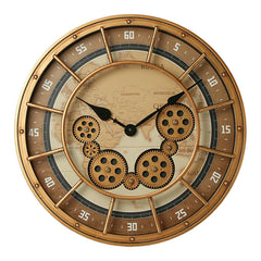46cm Industrial Steampunk Wall Clock | Moving Gears & Roman Numerals