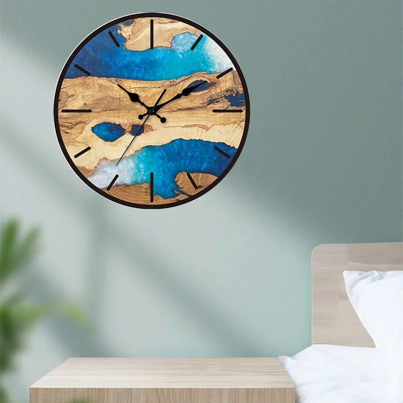 Minimalist Transparent Wall Clock | Silent Acrylic Wood Grain Design