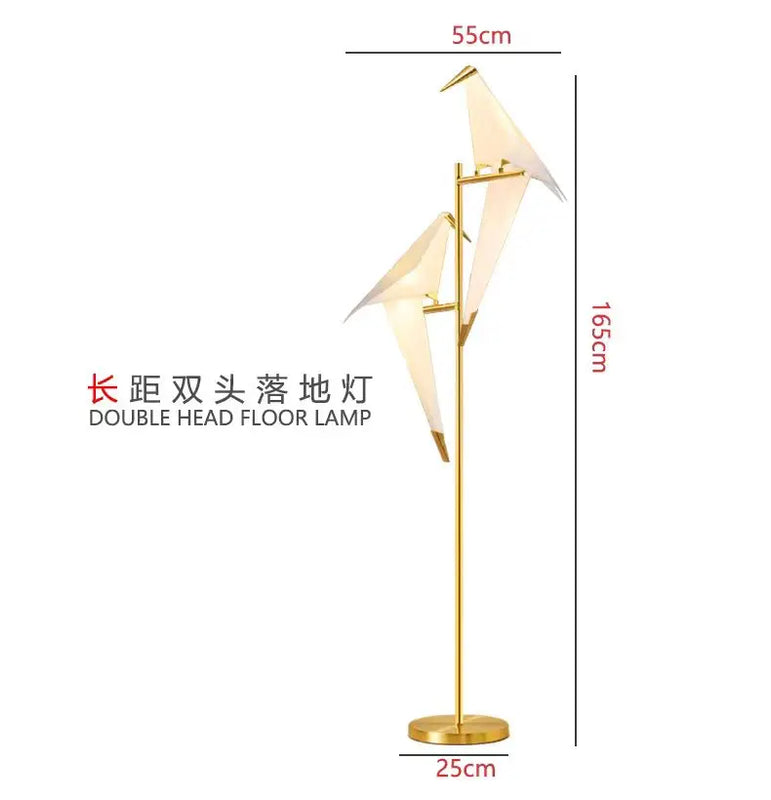Perch Light Floor Lamp | LED Designer Gold Origami Bird Standing Lamp - POUEV