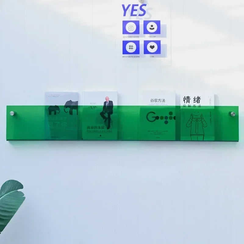 Transparent Acrylic Wall Shelf | Magazine & Book Storage Rack - POUEV