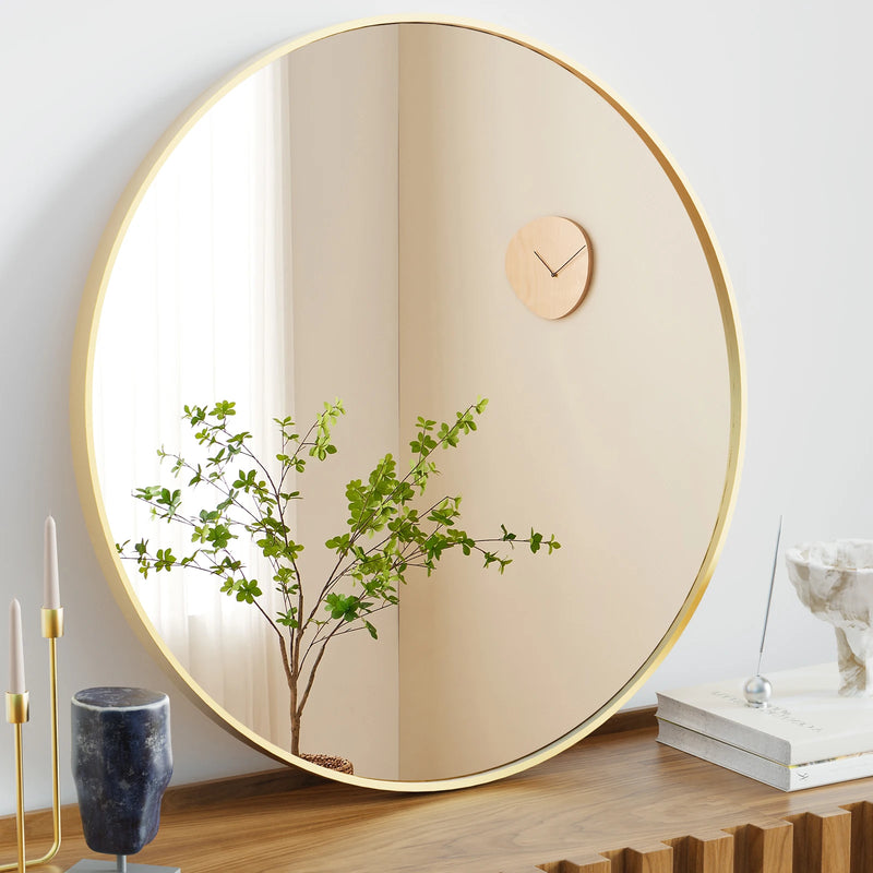 Large Gold Round Wall Mirror | 30