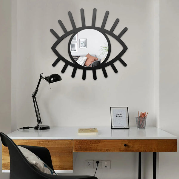 Eye Shaped Wall Mirror | Boho Artistic Design for Entryway & Bathroom | Wall Mounted Home Décor - POUEV